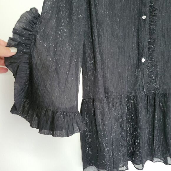 River Island  button down sheer ruffled  dress NWT - Picture 11 of 11